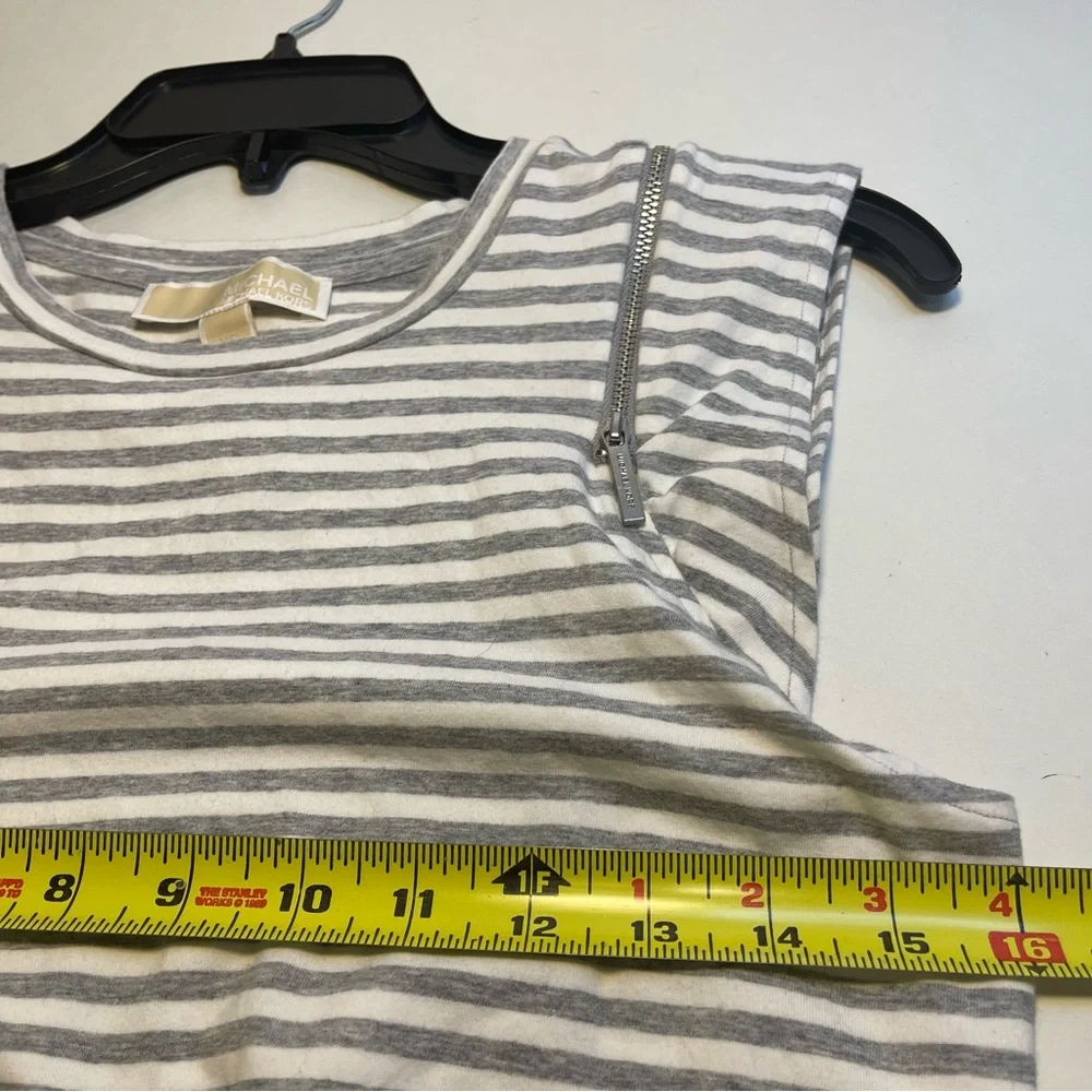 Michael Kors Womens Gray White Dress A-Line Striped Round Neck‎ XS Cotton
